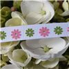 Order  Flower Ribbon - Gerbera Pink/Sage on White